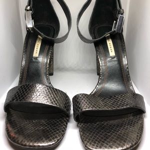 Zara Metallic Snakeskin Embossed Leather Heels